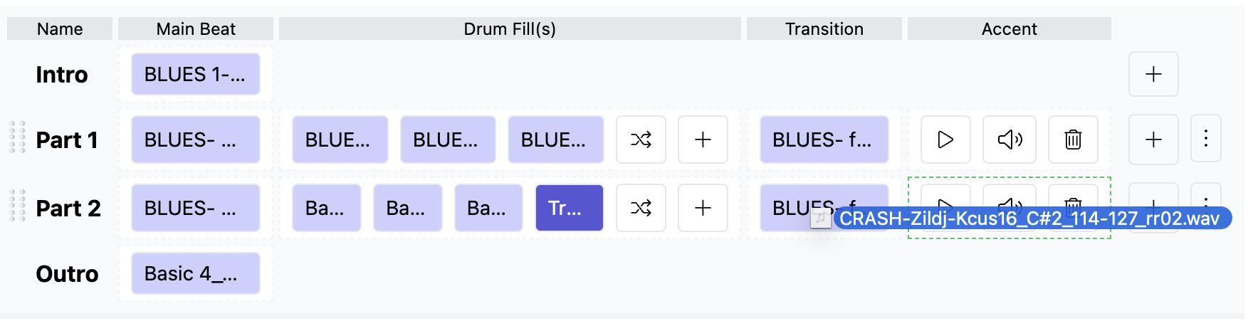 Drag and drop accent WAV files