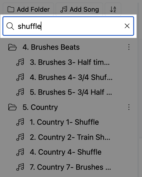 Search through the song list